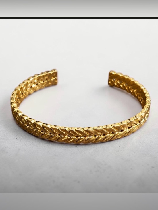 Plunder Jewelry - Plunder Gold Callista Braided Herringbone Bracelet Cuff